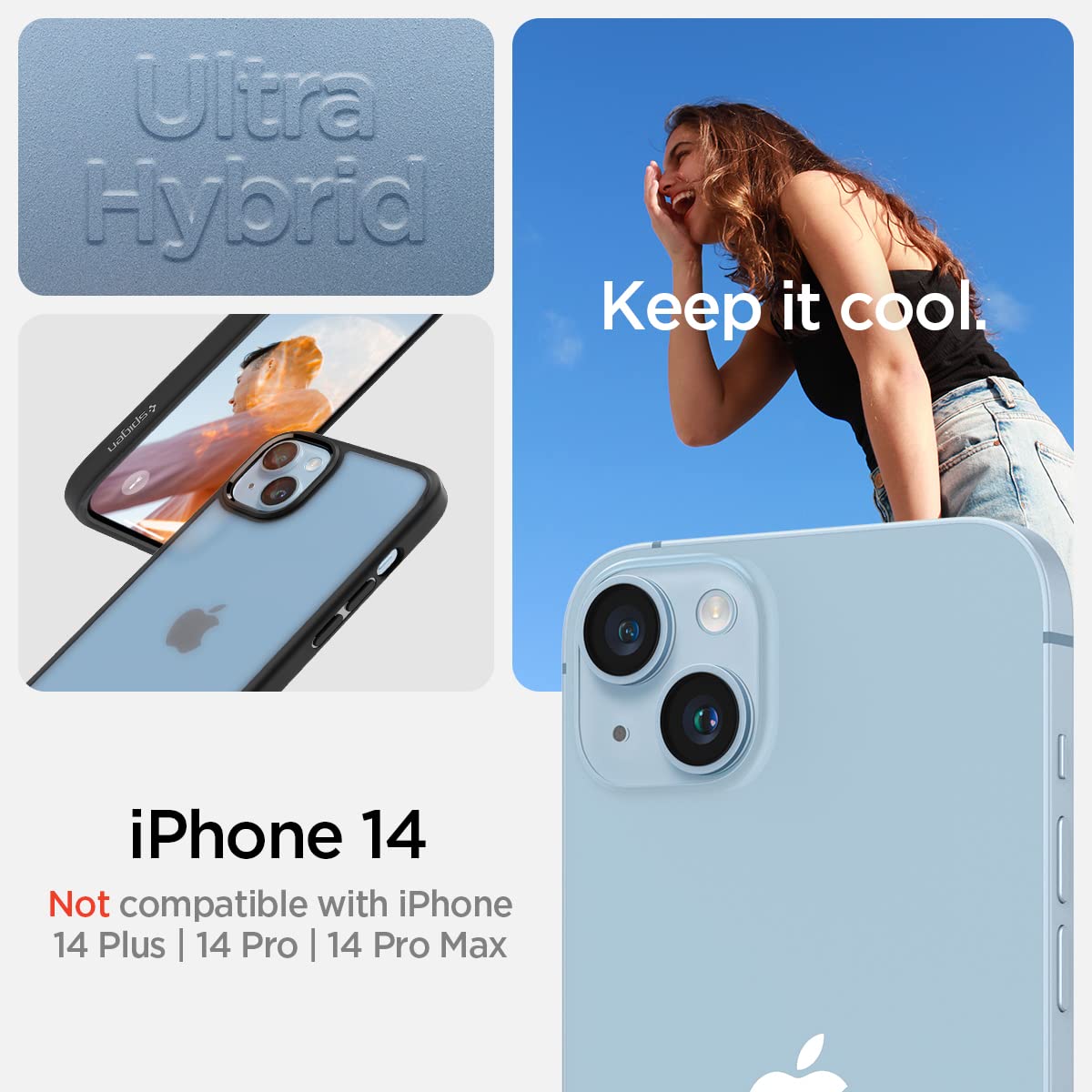 Spigen Ultra Hybrid Cover Compatible with iPhone 14 (Navy Blue)
