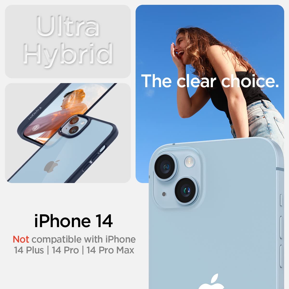 Spigen Ultra Hybrid Cover Compatible with iPhone 14 (Navy Blue)