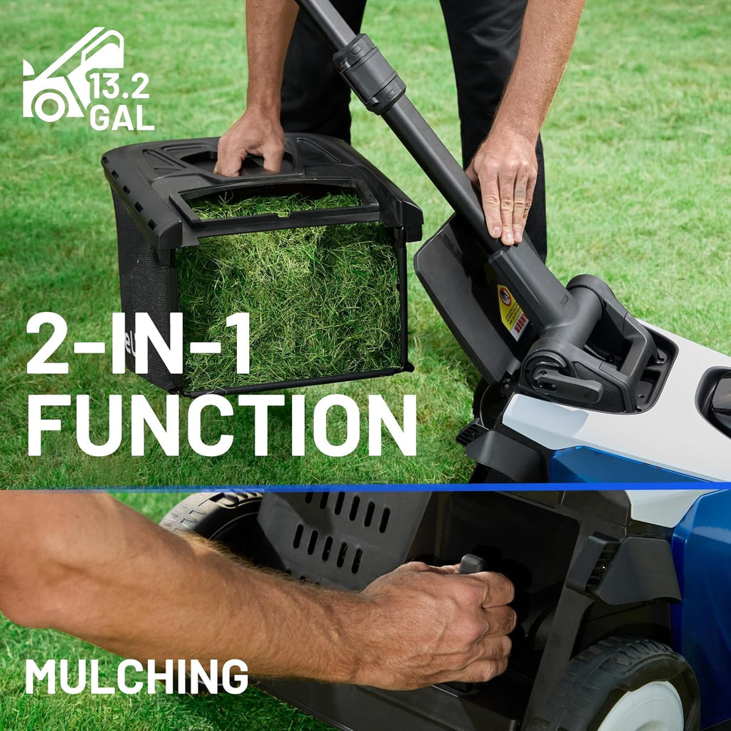 Litheli Easysurge Cordless Lawnmower Self-propelled, 2x 20V/43cm Electric Lawnmower Mulching, 6 Cutting Heights, 50L Grass Box, Battery Lawn Mower with 2x 4.0Ah Batteries