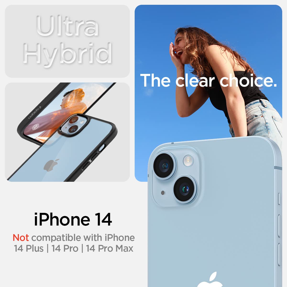 Spigen Ultra Hybrid Cover Compatible with iPhone 14 (Navy Blue)