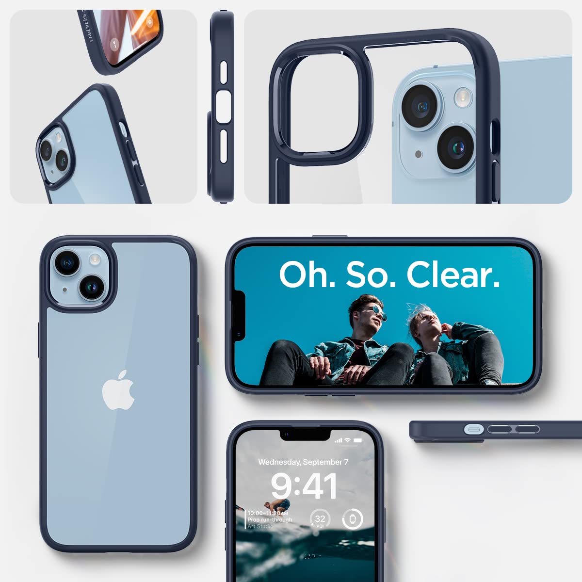 Spigen Ultra Hybrid Cover Compatible with iPhone 14 (Navy Blue)