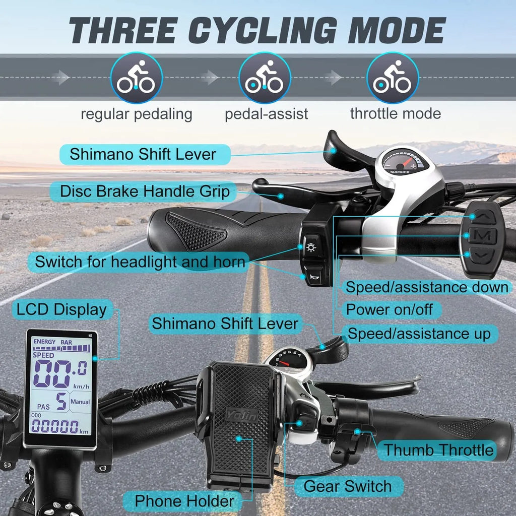 Electric Fat Tyre Bike – Removable 48V 17.5Ah Battery, Up to 56 km/h